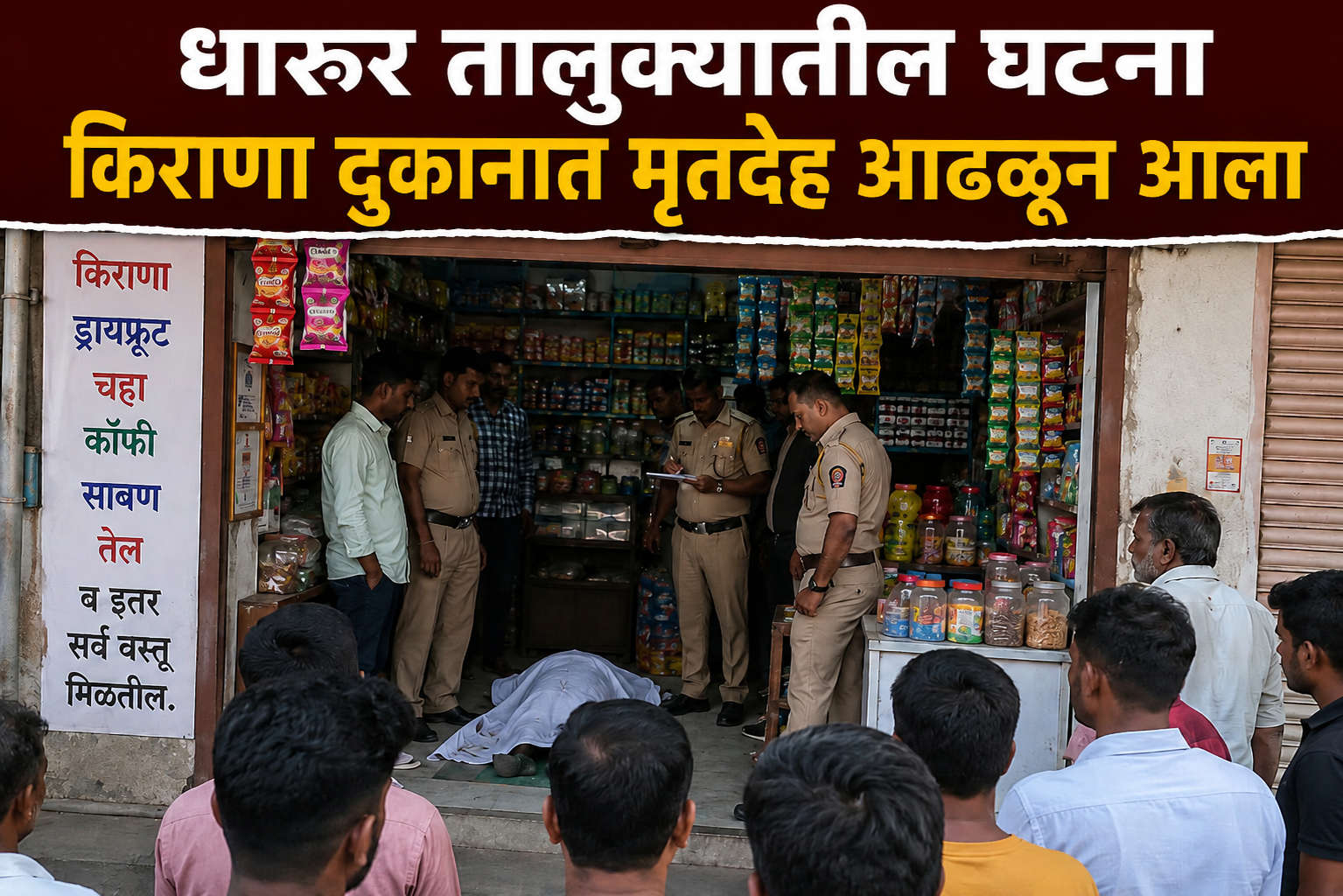 पहाडी दहिफळ येथे किराणा दुकानात रक्तबंबाळ अवस्थेत व्यक्तीचा मृतदेह; खूनाचा संशय, परिसरात खळबळ