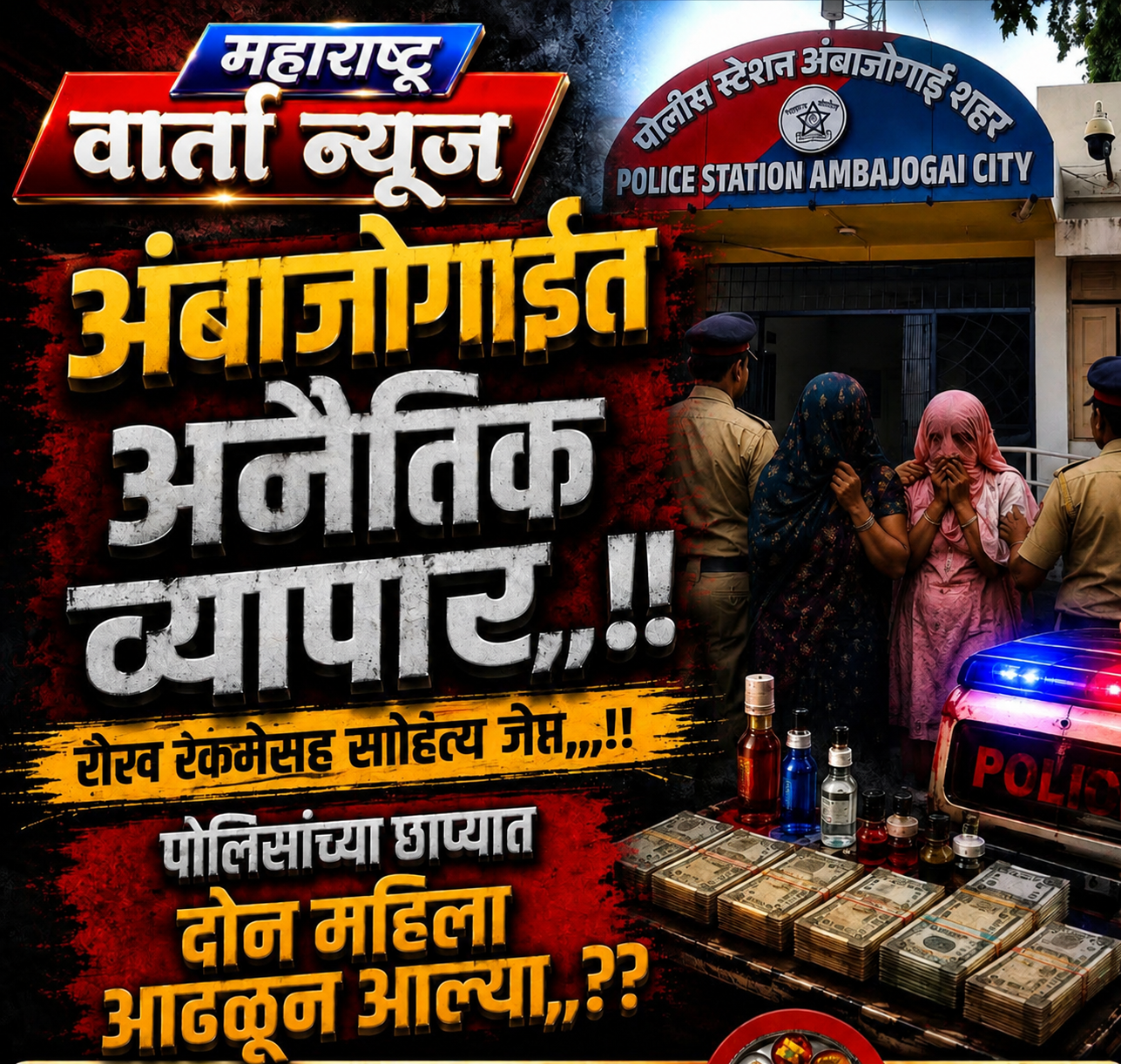 अंबाजोगाईत अपार्टमेंटमध्ये अनैतिक व्यापाराचा पर्दाफाश; दोन महिला आढळल्या